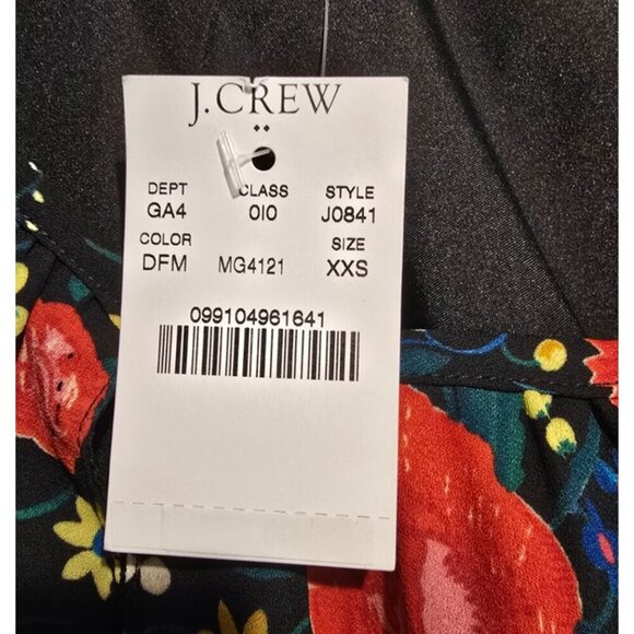 J Crew Womens Sz XXS Midi Shift Dress Black Floral flutter sleeve Key Hole - Picture 8 of 15